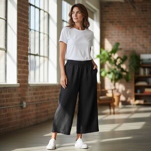 PART TWO Women's Black Wide-Leg Linen  Pants size 36